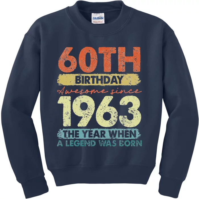 Vintage 1963 60 Year Old Gifts Limited Edition 60th Birthday Kids Sweatshirt