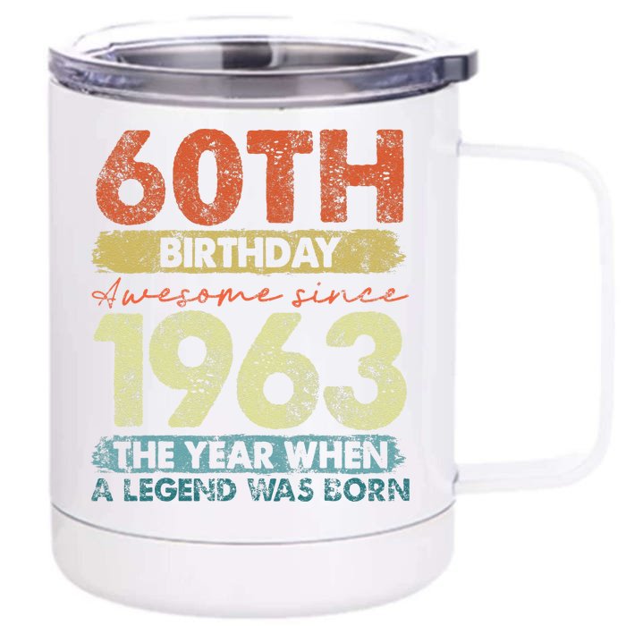 Vintage 1963 60 Year Old Gifts Limited Edition 60th Birthday Front & Back 12oz Stainless Steel Tumbler Cup