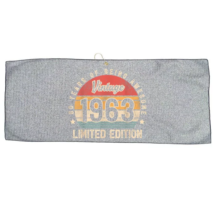 Vintage 1963 60 Years Of Being Awesome Gifts 60th Birthday Large Microfiber Waffle Golf Towel