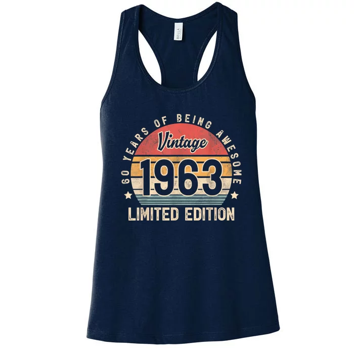 Vintage 1963 60 Years Of Being Awesome Gifts 60th Birthday Women's Racerback Tank