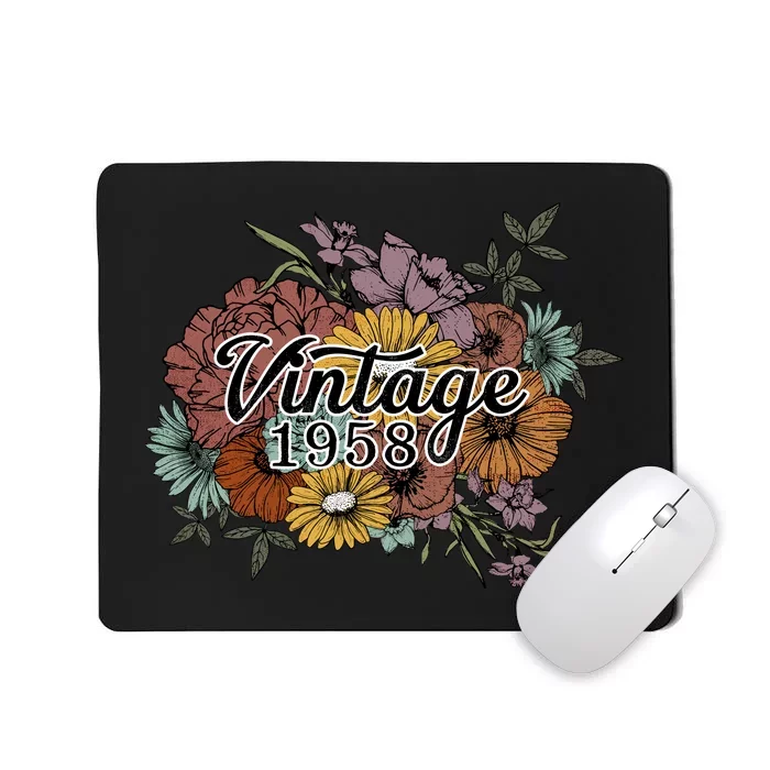 Vintage 1958 65 Year Old Sunflowers Floral 65th Birthday Mousepad