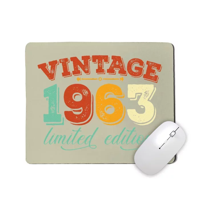 Vintage 1963 60th Birthday Award Women 60 Years Old Mousepad