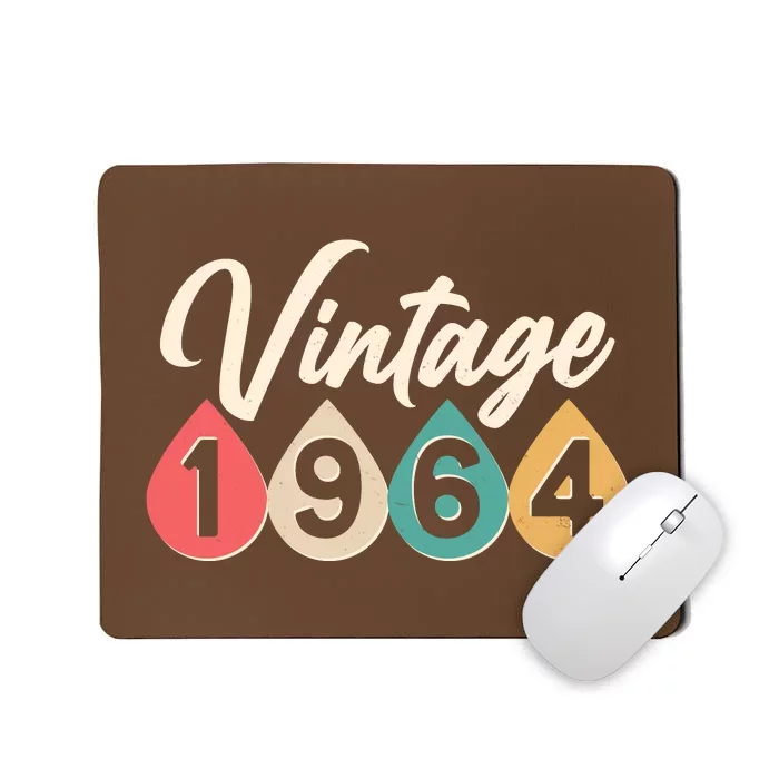 Vintage 1964 60th Birthday Retro Teardrop Design Mousepad