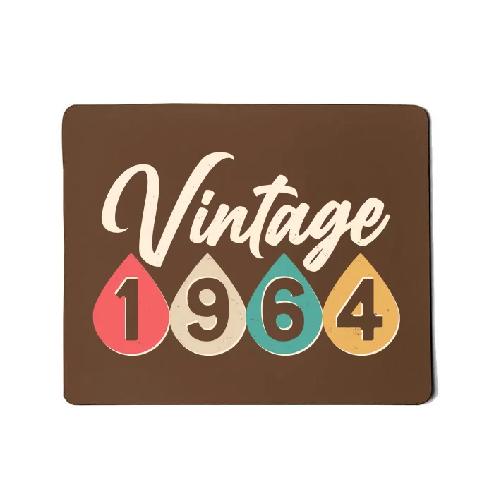 Vintage 1964 60th Birthday Retro Teardrop Design Mousepad