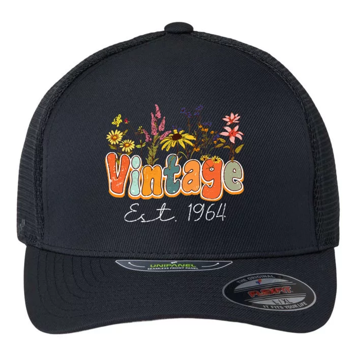 Vintage 1964 60th Birthday Wildflower 60 Year Old Women Flexfit Unipanel Trucker Cap