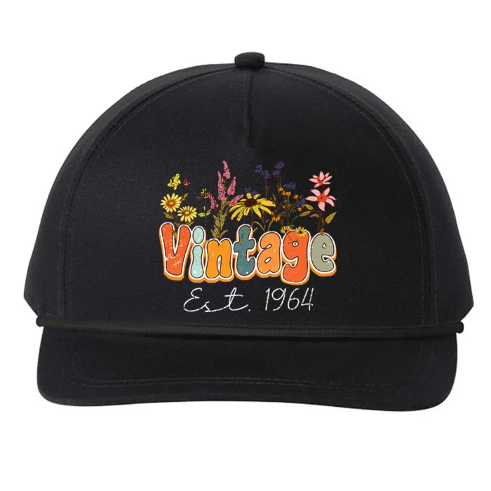 Vintage 1964 60th Birthday Wildflower 60 Year Old Women Snapback Five-Panel Rope Hat