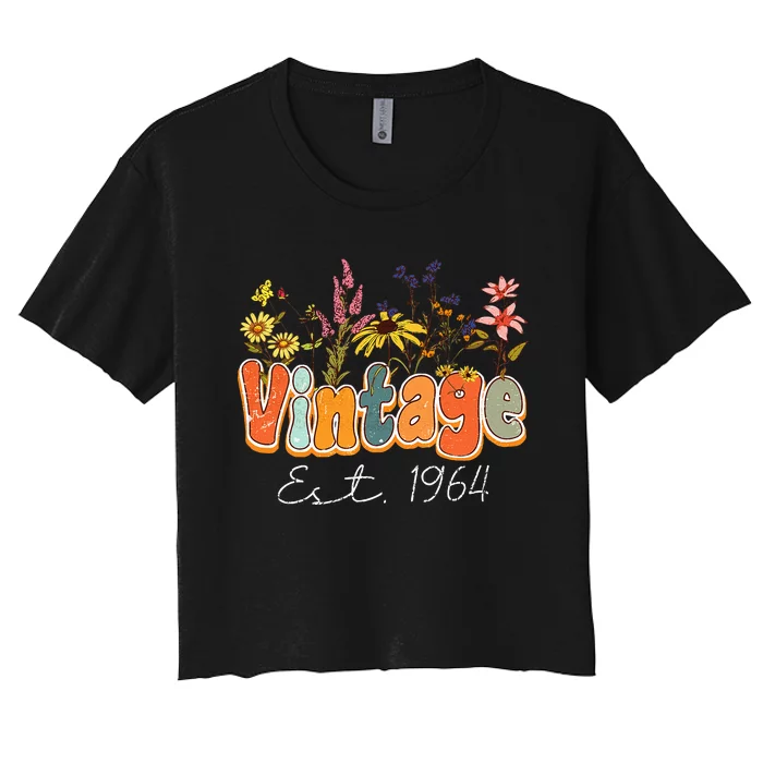 Vintage 1964 60th Birthday Wildflower 60 Year Old Women Women's Crop Top Tee