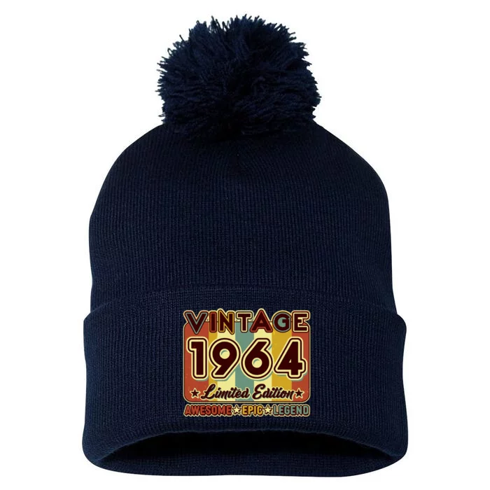 Vintage 1964 60th Birthday Limited Edition Awesome Epic Legend Pom Pom 12in Knit Beanie