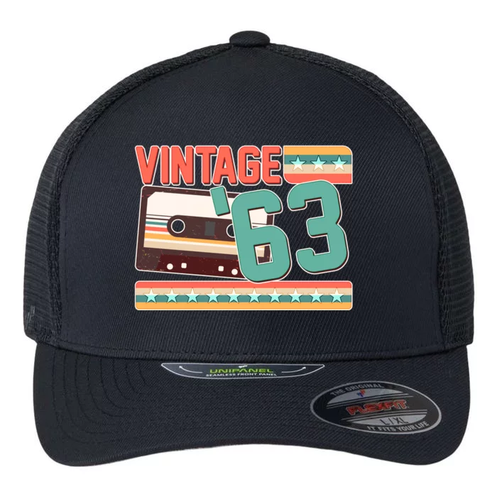 Vintage 1963 60th Birthday Cassette Tape Flexfit Unipanel Trucker Cap