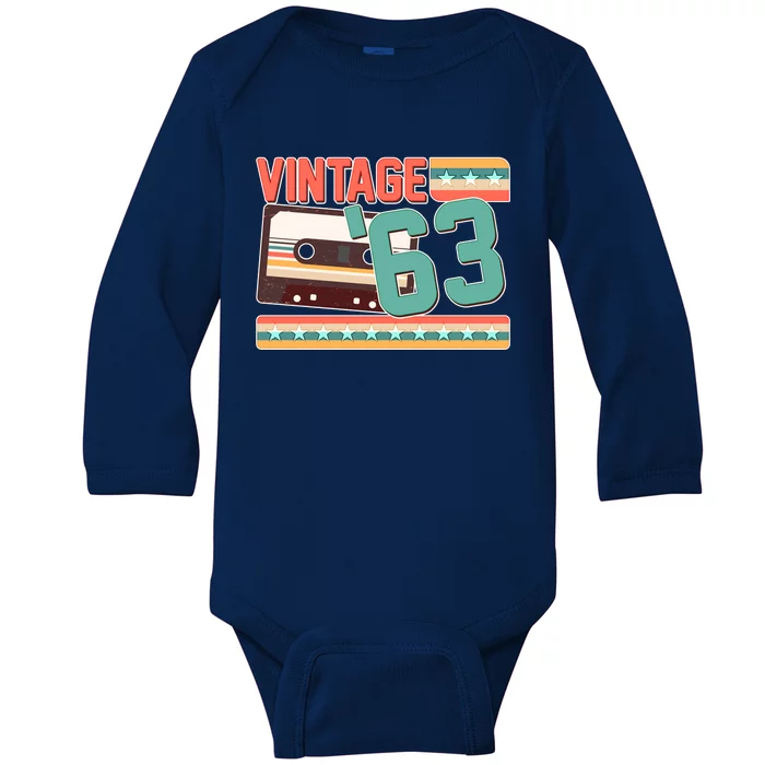 Vintage 1963 60th Birthday Cassette Tape Baby Long Sleeve Bodysuit