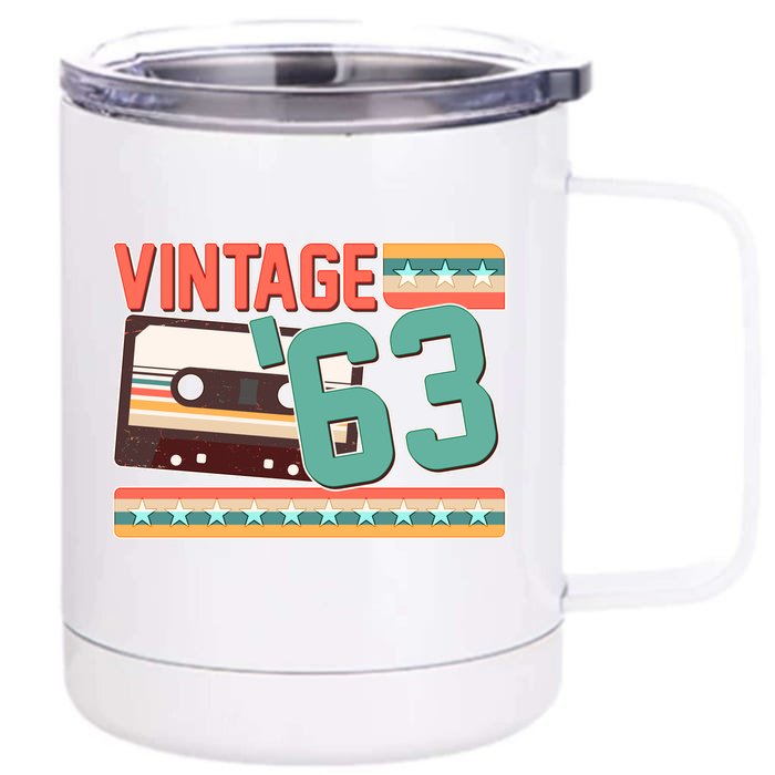 Vintage 1963 60th Birthday Cassette Tape Front & Back 12oz Stainless Steel Tumbler Cup