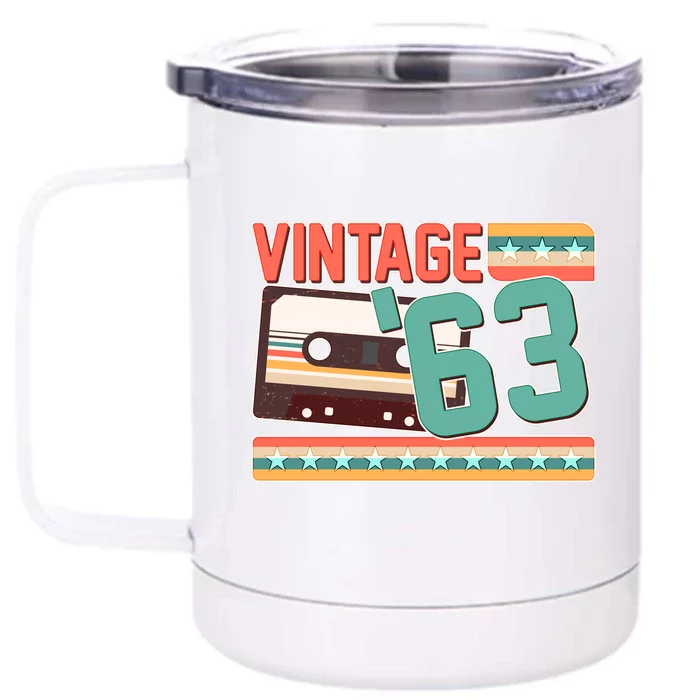 Vintage 1963 60th Birthday Cassette Tape Front & Back 12oz Stainless Steel Tumbler Cup