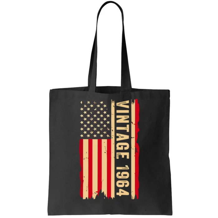 Vintage 1964 60th Birthday Gifts 60 Years Old American Flag Tote Bag