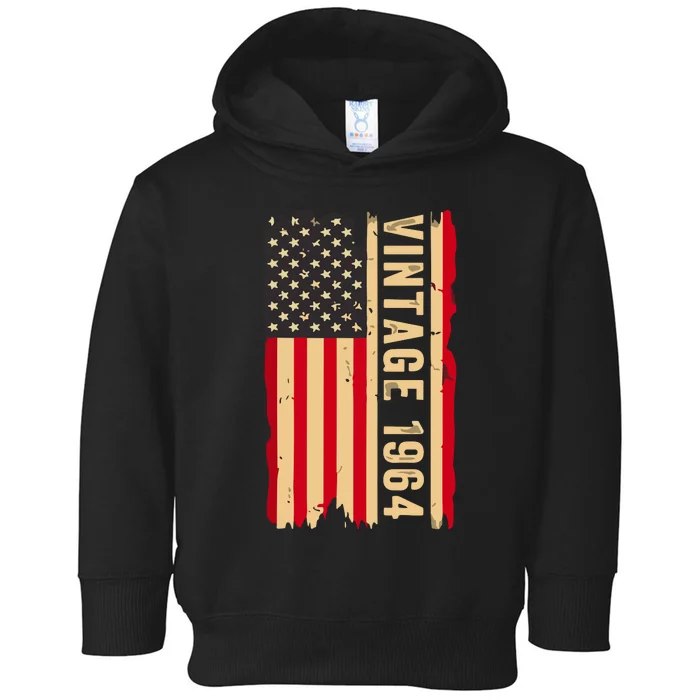 Vintage 1964 60th Birthday Gifts 60 Years Old American Flag Toddler Hoodie