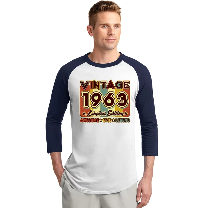 Vintage 1963 60th Birthday Limited Edition Awesome Epic Legend Baseball Sleeve Shirt