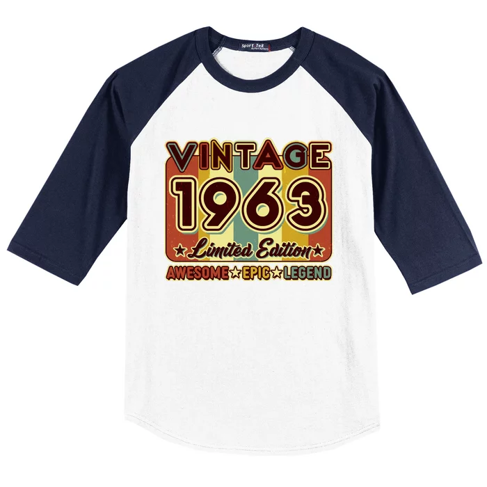 Vintage 1963 60th Birthday Limited Edition Awesome Epic Legend Baseball Sleeve Shirt