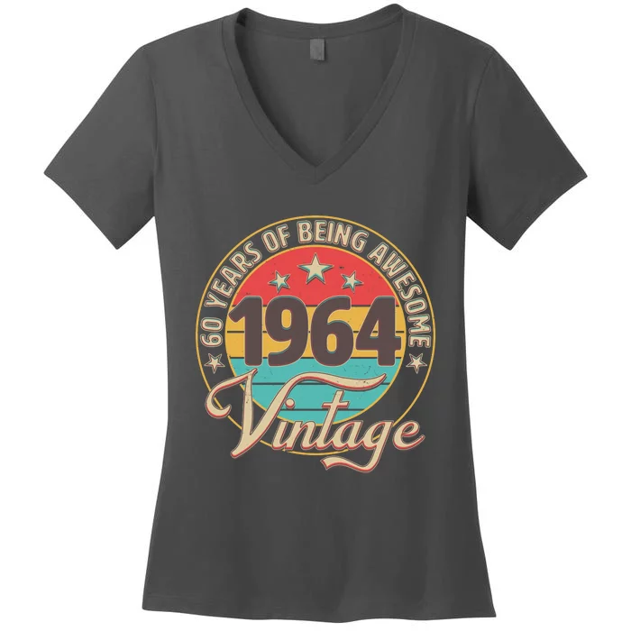 Vintage 1964 60 Years Of Being Awesome Women's V-Neck T-Shirt