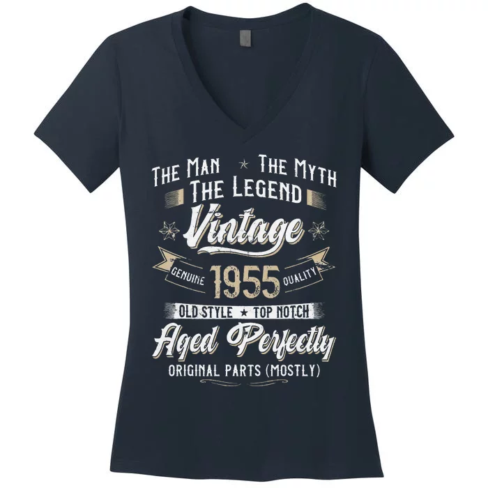 Vintage 1955 68th Birthday Gift 68 Years Old Women's V-Neck T-Shirt