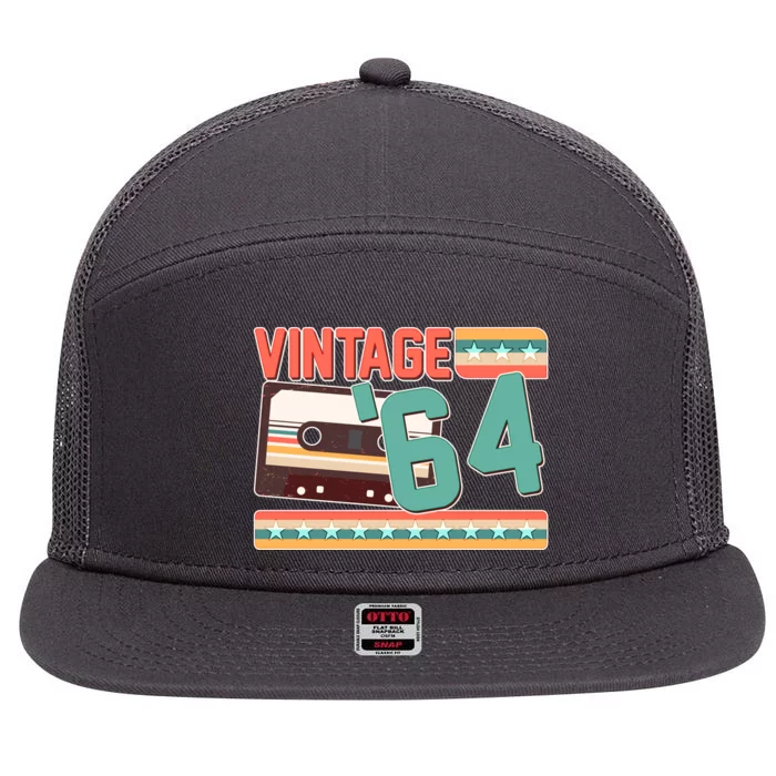 Vintage 1964 60th Birthday Cassette Tape 7 Panel Mesh Trucker Snapback Hat