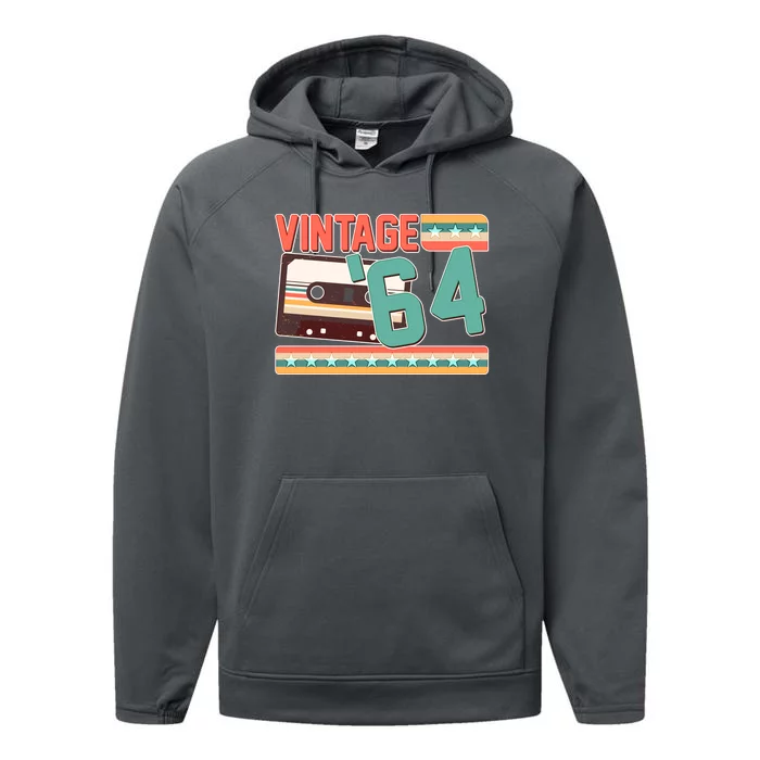 Vintage 1964 60th Birthday Cassette Tape Performance Fleece Hoodie