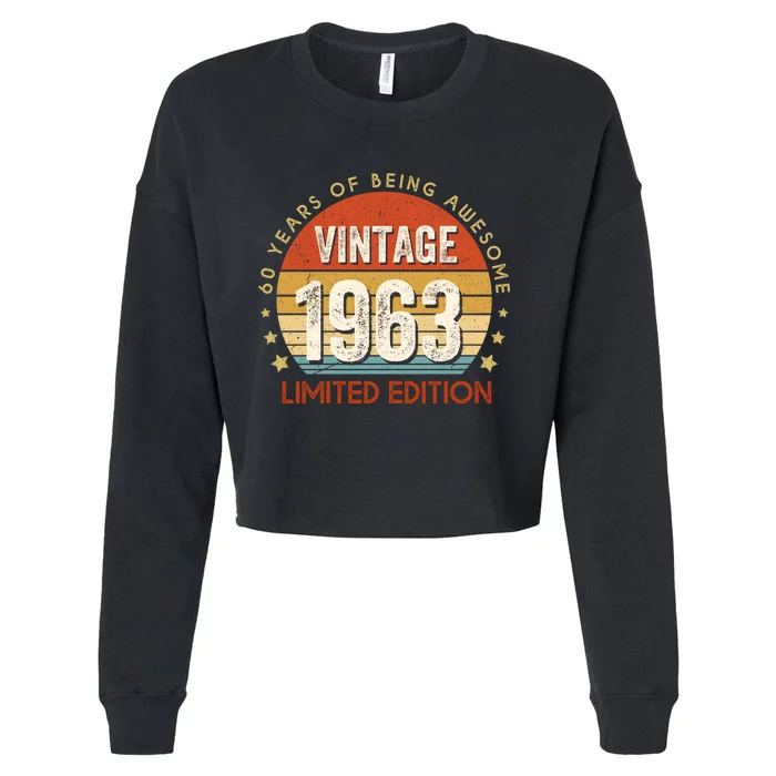 Vintage 1963 60th Birthday 60 Year Old Gifts Cropped Pullover Crew