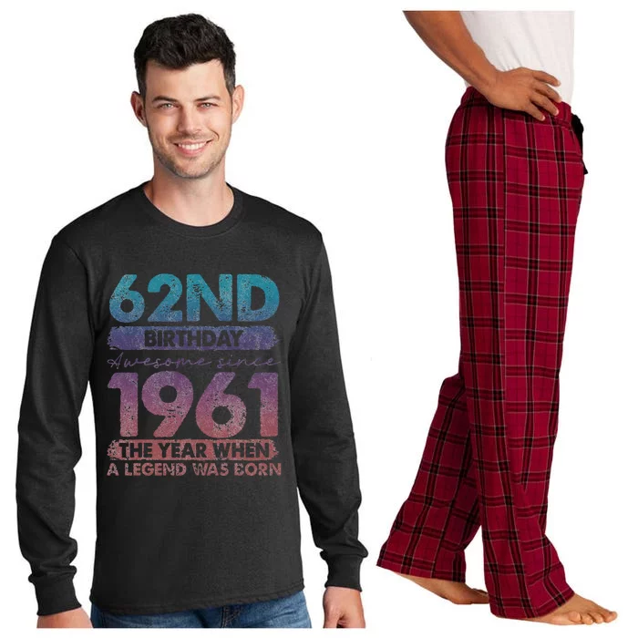 Vintage 1961 62 Year Old Gifts Limited Edition 62nd Birthday Cute Long Sleeve Pajama Set