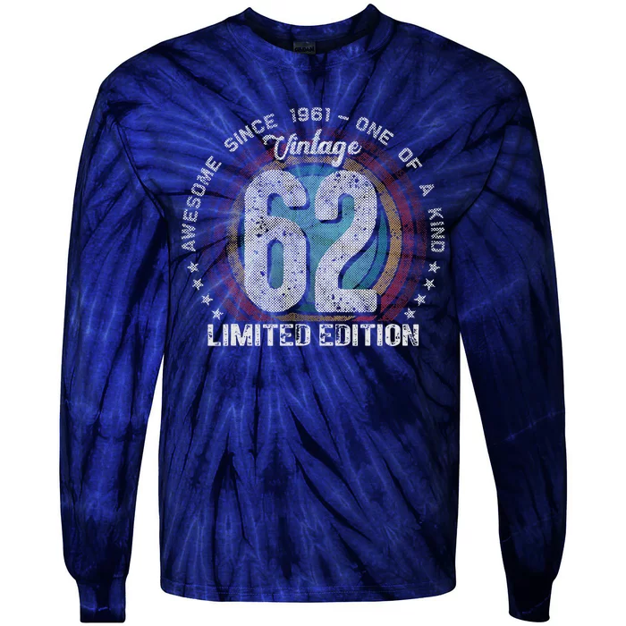 Vintage 1961 62 Year Old Gifts Limited Edition 62nd Birthday Love Tie-Dye Long Sleeve Shirt