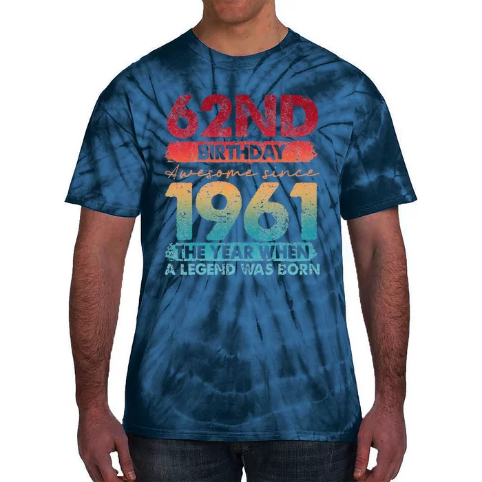 Vintage 1961 62 Year Old Gifts Limited Edition 62nd Birthday Tie-Dye T-Shirt