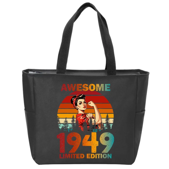 Vintage 1949 75 Years Old 75th Birthday For Women Zip Tote Bag