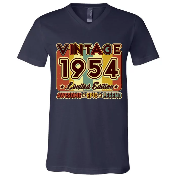 Vintage 1954 70th Birthday Limited Edition Awesome Epic Legend V-Neck T-Shirt