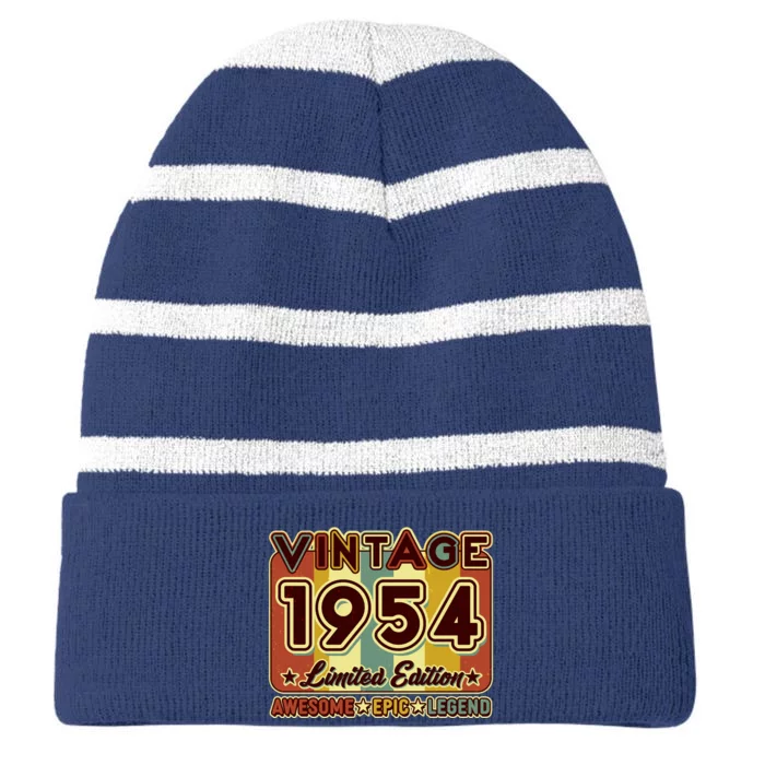 Vintage 1954 70th Birthday Limited Edition Awesome Epic Legend Striped Beanie with Solid Band