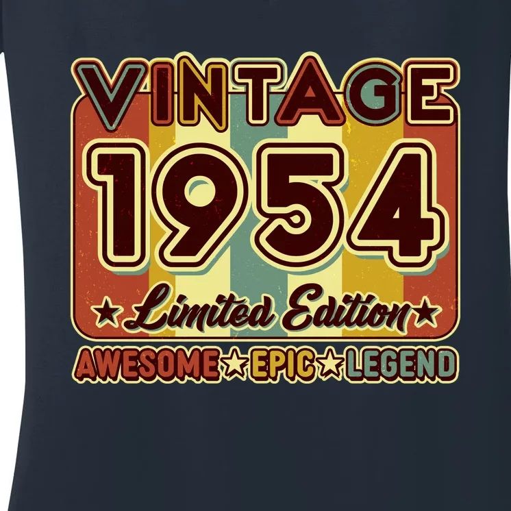 Vintage 1954 70th Birthday Limited Edition Awesome Epic Legend Women's V-Neck T-Shirt