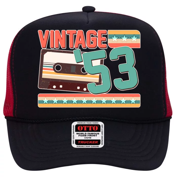 Vintage 1953 70th Birthday Cassette Tape High Crown Mesh Trucker Hat