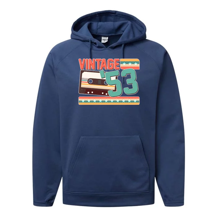 Vintage 1953 70th Birthday Cassette Tape Performance Fleece Hoodie