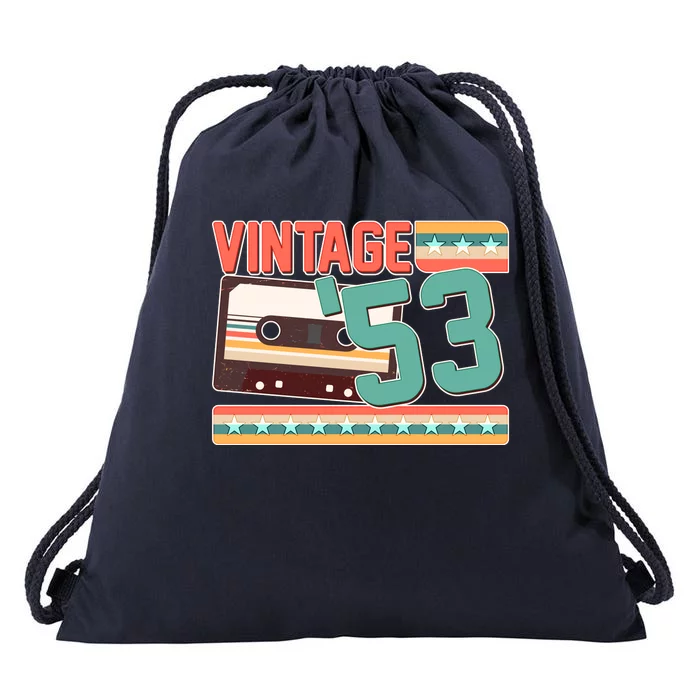 Vintage 1953 70th Birthday Cassette Tape Drawstring Bag