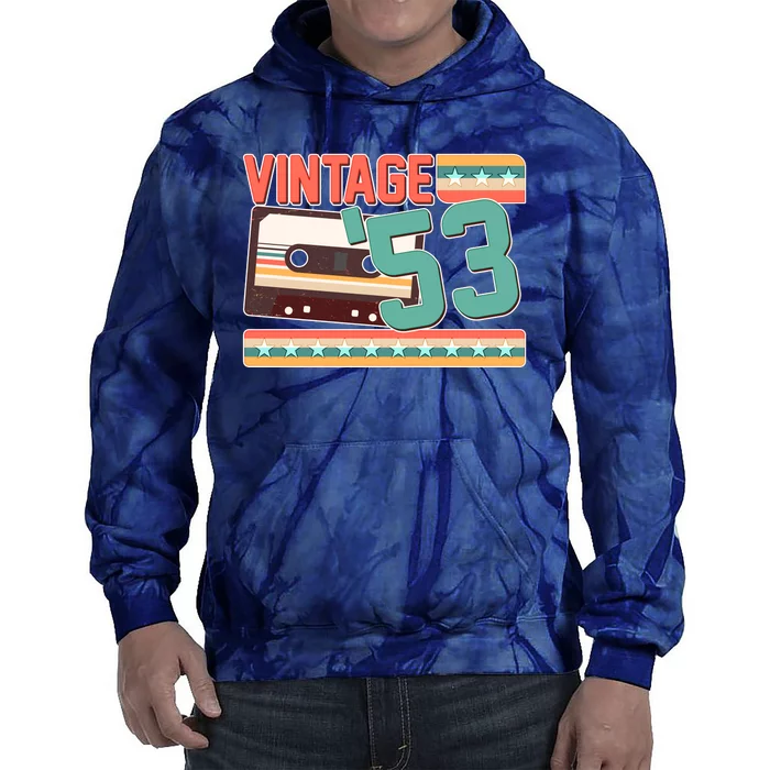 Vintage 1953 70th Birthday Cassette Tape Tie Dye Hoodie