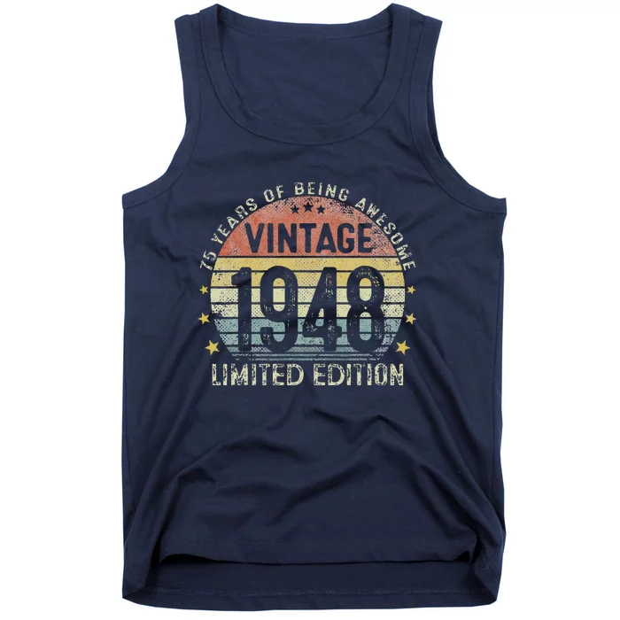 Vintage 1948 75 Years Old 75th Birthday Gifts For Cute Tank Top