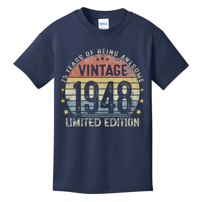 Vintage 1948 75 Years Old 75th Birthday Gifts For Cute Kids T-Shirt