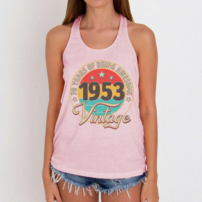 Vintage 1953 70 Years Of Being Awesome Women's Knotted Racerback Tank