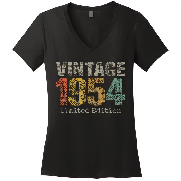 Vintage 1954 70th Birthday Gifts 70 Year Old Women's V-Neck T-Shirt