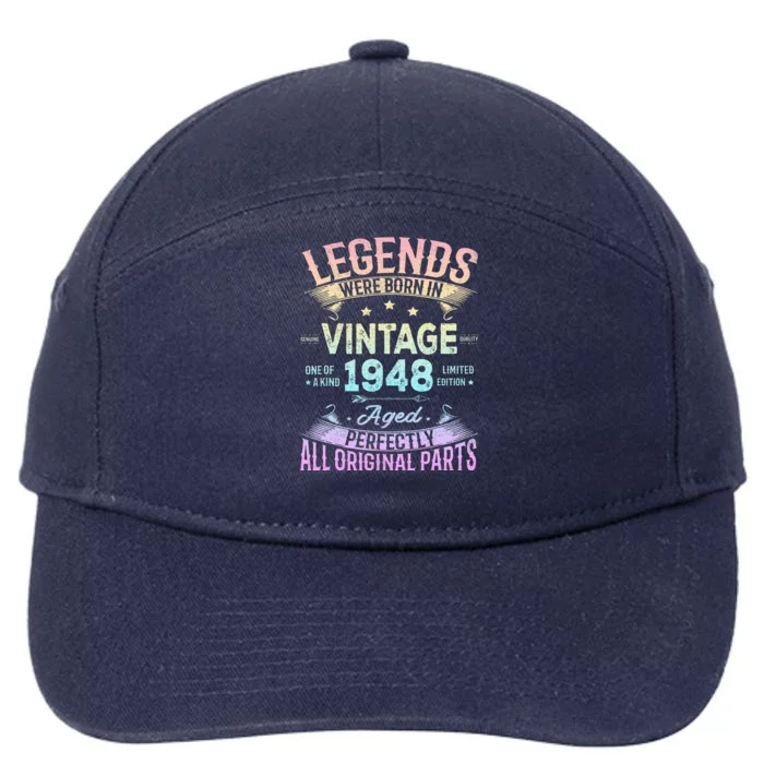 Vintage 1948 76th Birthday Bday 76 Year Old Retro Costume 7-Panel Snapback Hat