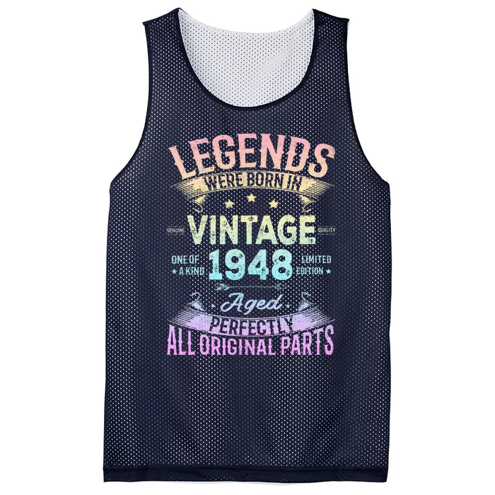 Vintage 1948 76th Birthday Bday 76 Year Old Retro Costume Mesh Reversible Basketball Jersey Tank