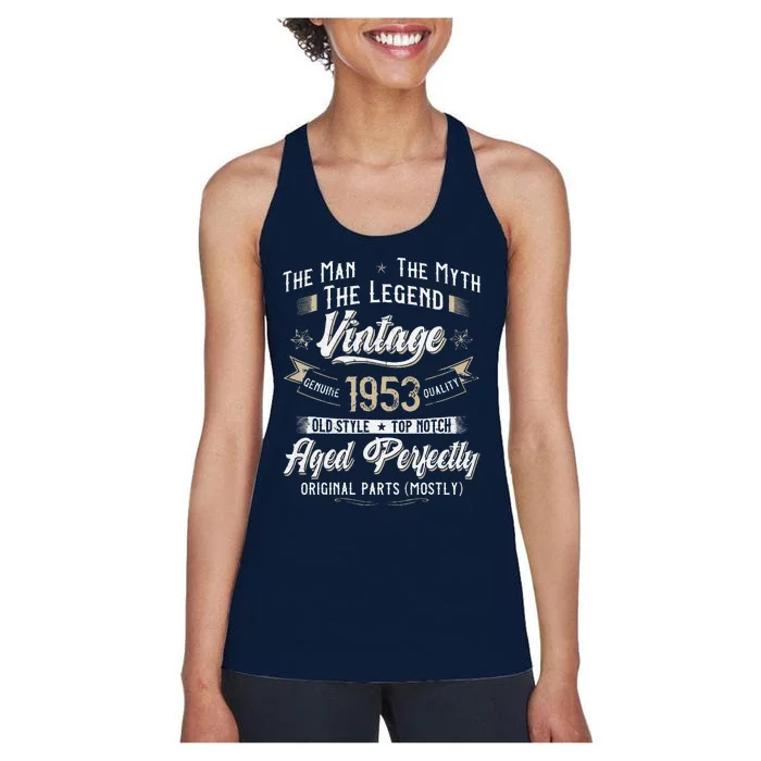 Vintage 1953 70th Birthday Gift 70 Years Old Women's Racerback Tank