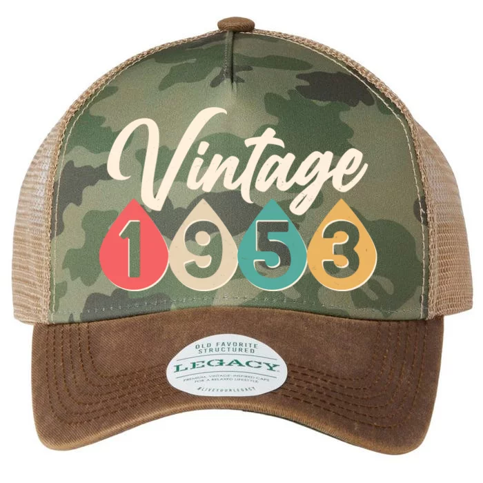 Vintage 1953 70th Birthday Retro Teardrop Design Legacy Tie Dye Trucker Hat