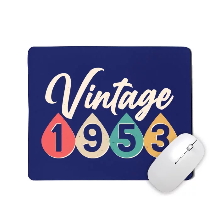 Vintage 1953 70th Birthday Retro Teardrop Design Mousepad