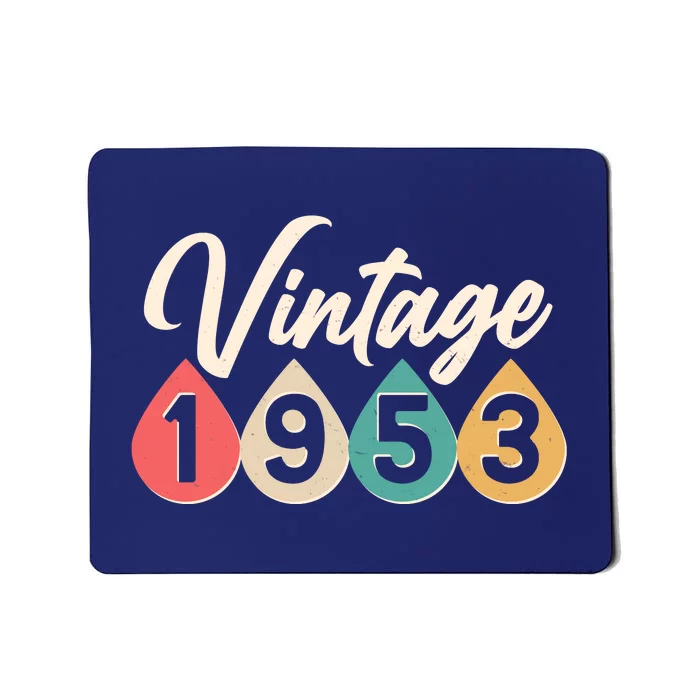 Vintage 1953 70th Birthday Retro Teardrop Design Mousepad