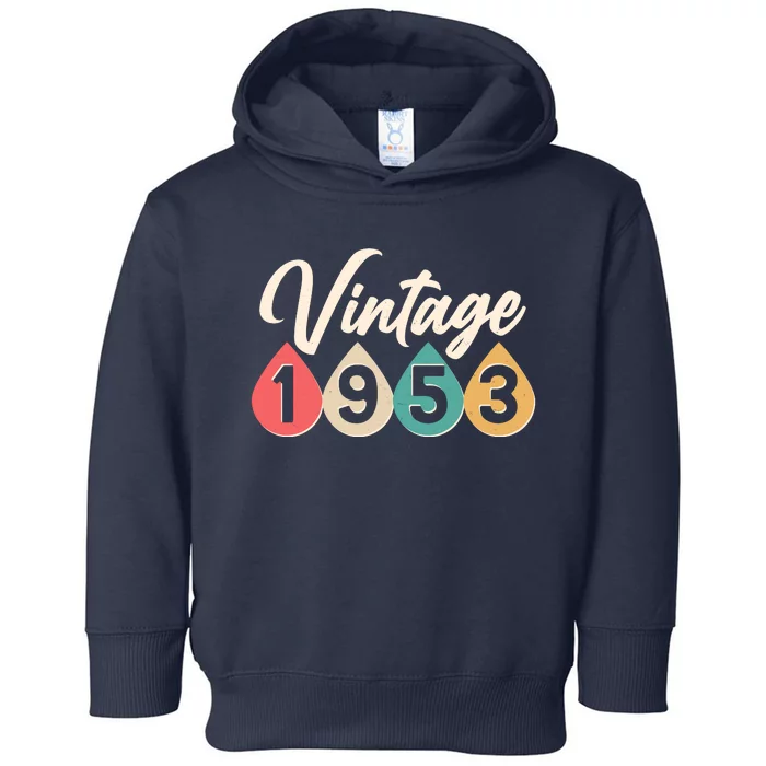 Vintage 1953 70th Birthday Retro Teardrop Design Toddler Hoodie