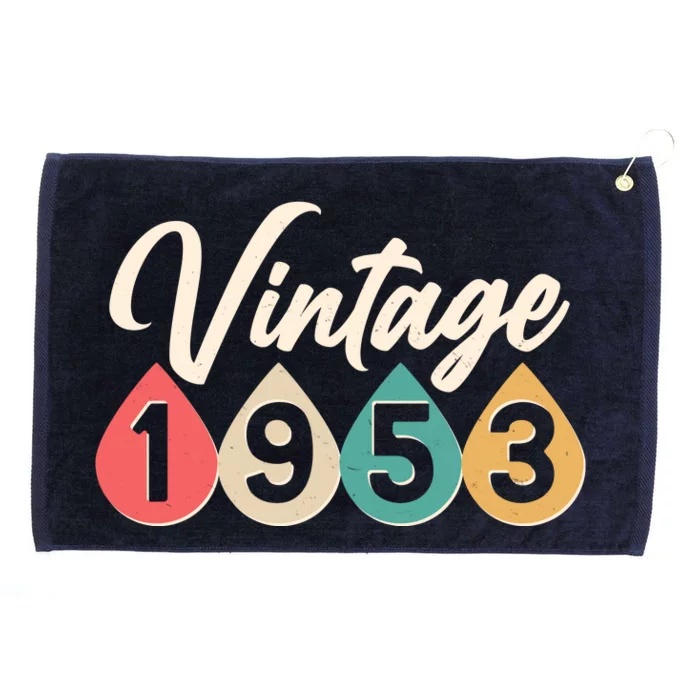 Vintage 1953 70th Birthday Retro Teardrop Design Grommeted Golf Towel