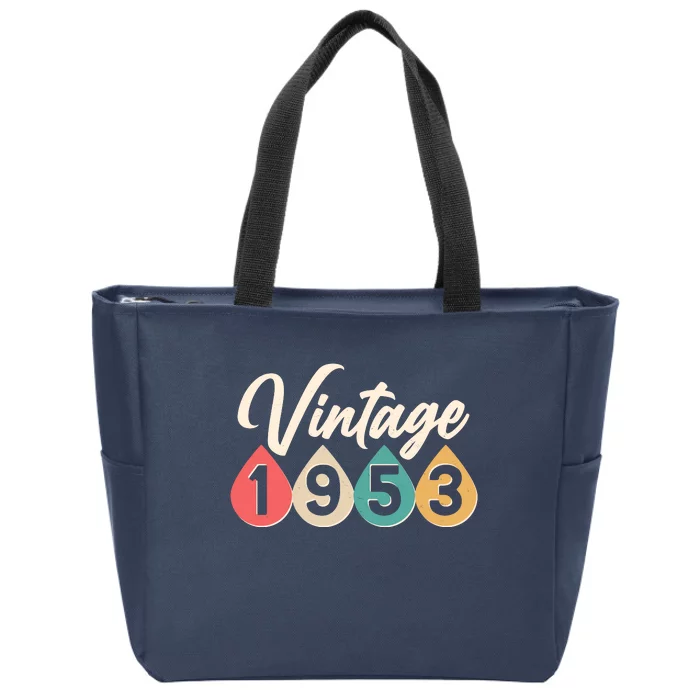 Vintage 1953 70th Birthday Retro Teardrop Design Zip Tote Bag