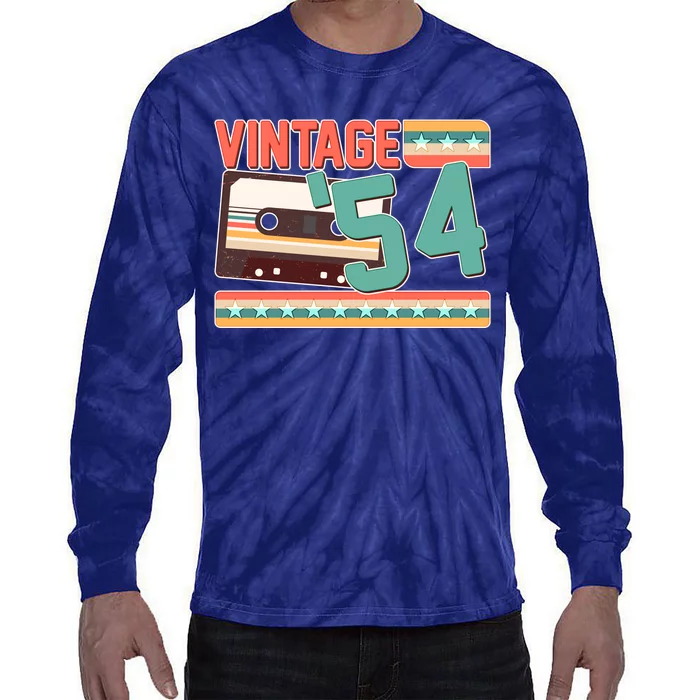 Vintage 1954 70th Birthday Cassette Tape Tie-Dye Long Sleeve Shirt